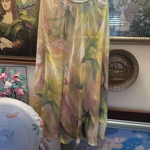 Elegant Floral Maxi Skirt in Yellow and Green